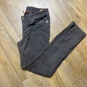 Tory Burch Corduroy Pants Women's 28 Gray Super Skinny Stretch Gold Rivets